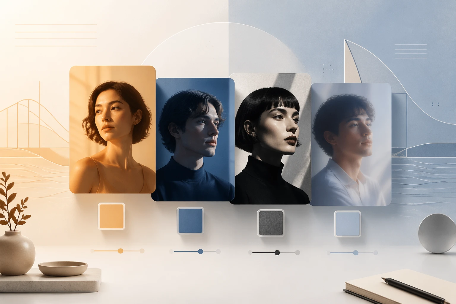 Portrait moods warm cool sharp soft — FaceOracle guide hero
